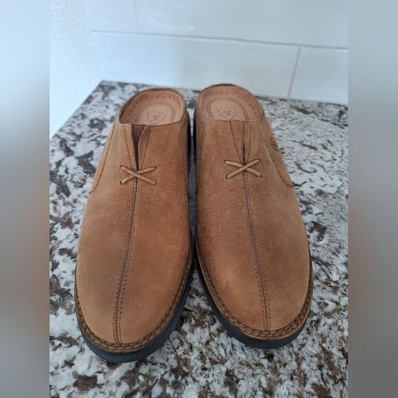 Womens Ariat Tan Leather Mules Shoes Clogs Slip-On  9.5 - Picture 1 of 8